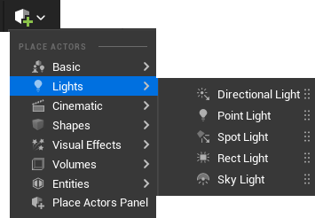 Open the Actor dropdown menu to select a light