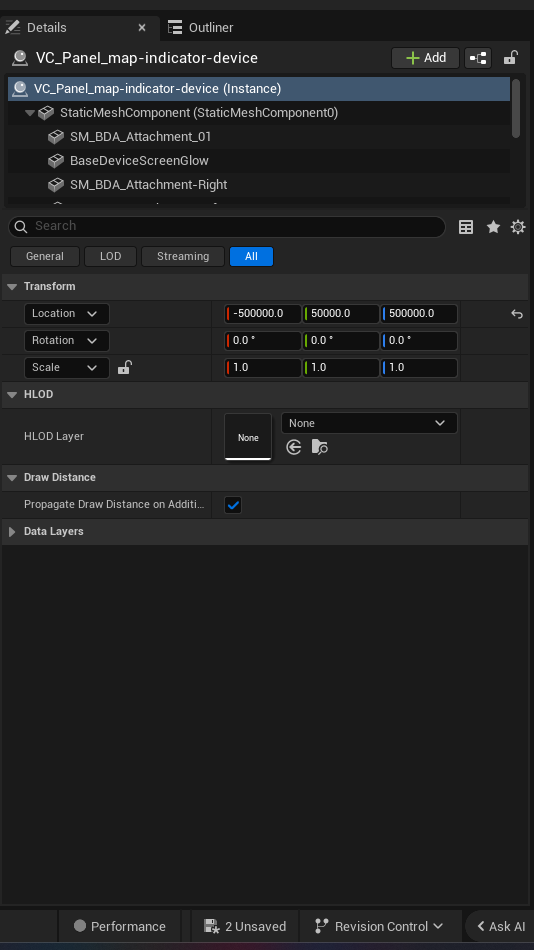 Map Indicator Device settings and options panel in the UEFN editor — Enabled on Game Start, lcon, Icon Color, Text, Text Color, Icon Scale