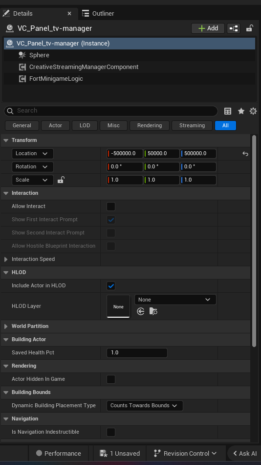 Video Player Device settings and options panel in the UEFN editor (view 1 of 3)