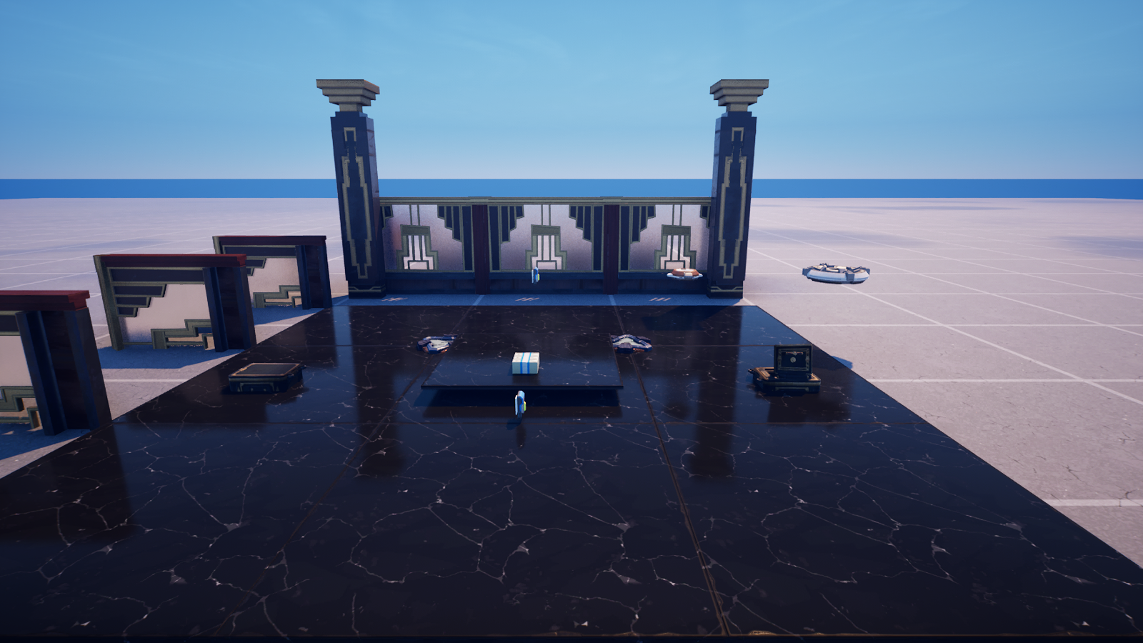 The rideable platform tile on the vault floor, with its trigger button