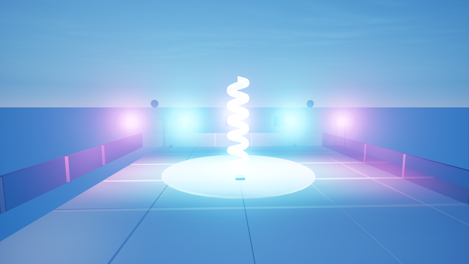 Players on the lit dance floor, the registered audience for the set