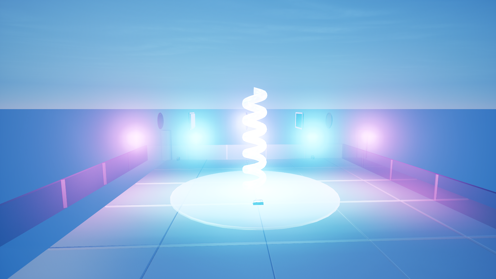 Speaker stacks flanking the dance floor, each an Audio Player Device